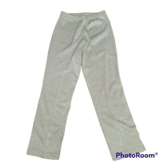 Vintage 80s Metallic Gold Glitter Sparkly Disco Straight Leg Pants Regency - Picture 1 of 12